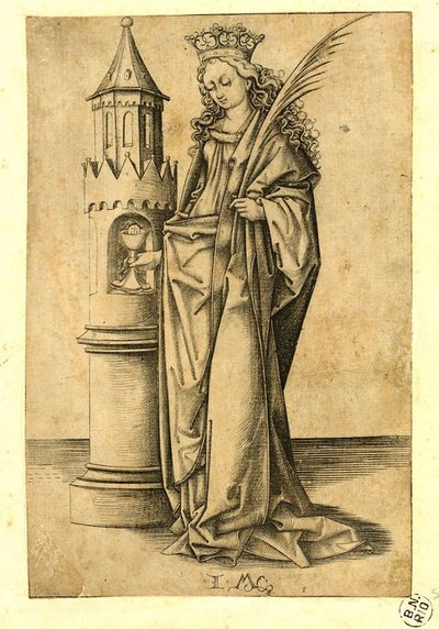 Saint Barbara by Israhel van Meckenem